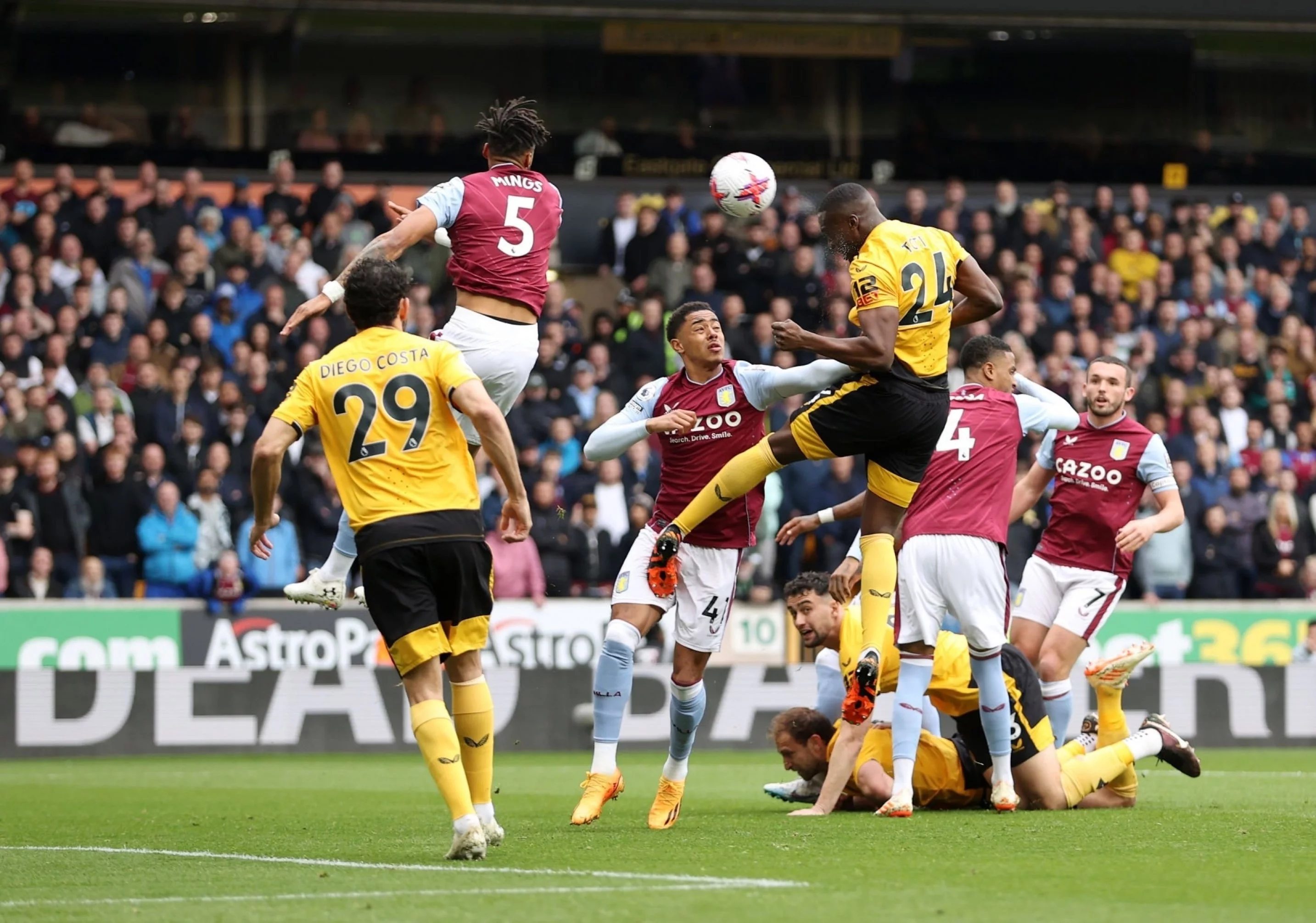 GOAL: Toti Gomes scores his first PL goal to put Wolves ahead vs Aston Villa